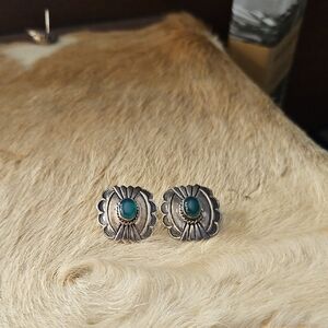 Navajo Sterling Silver Stamped And Signed Earrings.